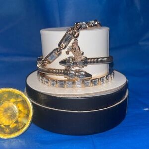 Elegant Silver and Gold Bracelet Set